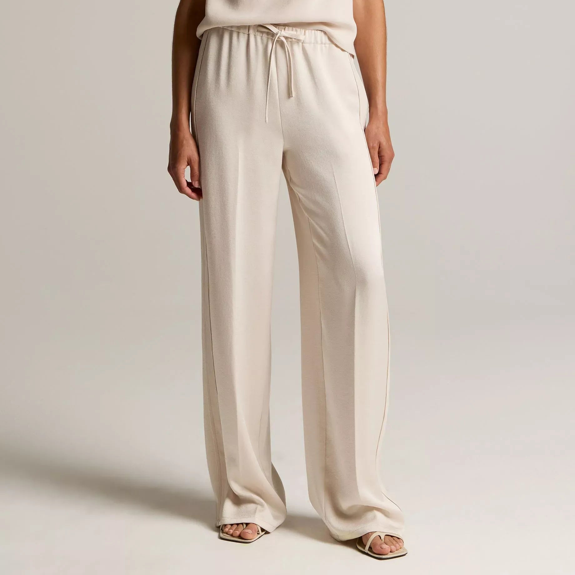 Women's drawstring wide leg pants